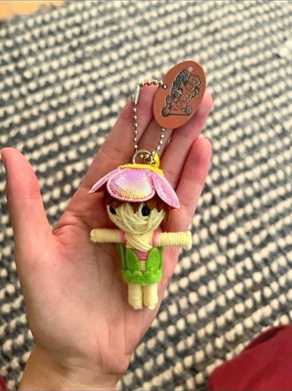 Blossom child Voodoo Doll Keychain in Green & Pink